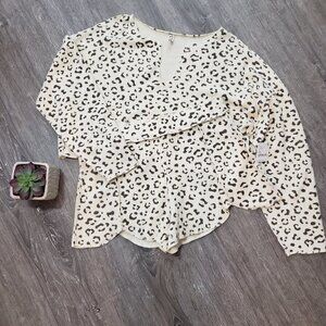 NWT Intimately Free People Rain Check Lounge Set Banana Split Sz M Leopa…